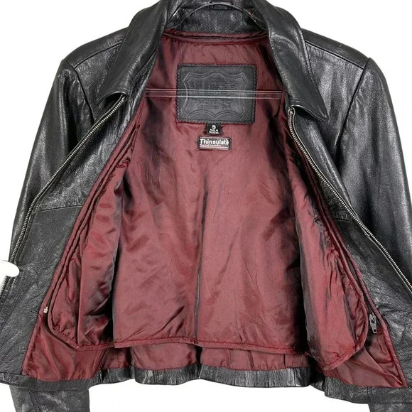 FIRST Genuine Leather VTG Women S Black Moto Biker Jacket Removable Liner Grunge - Picture 3 of 16